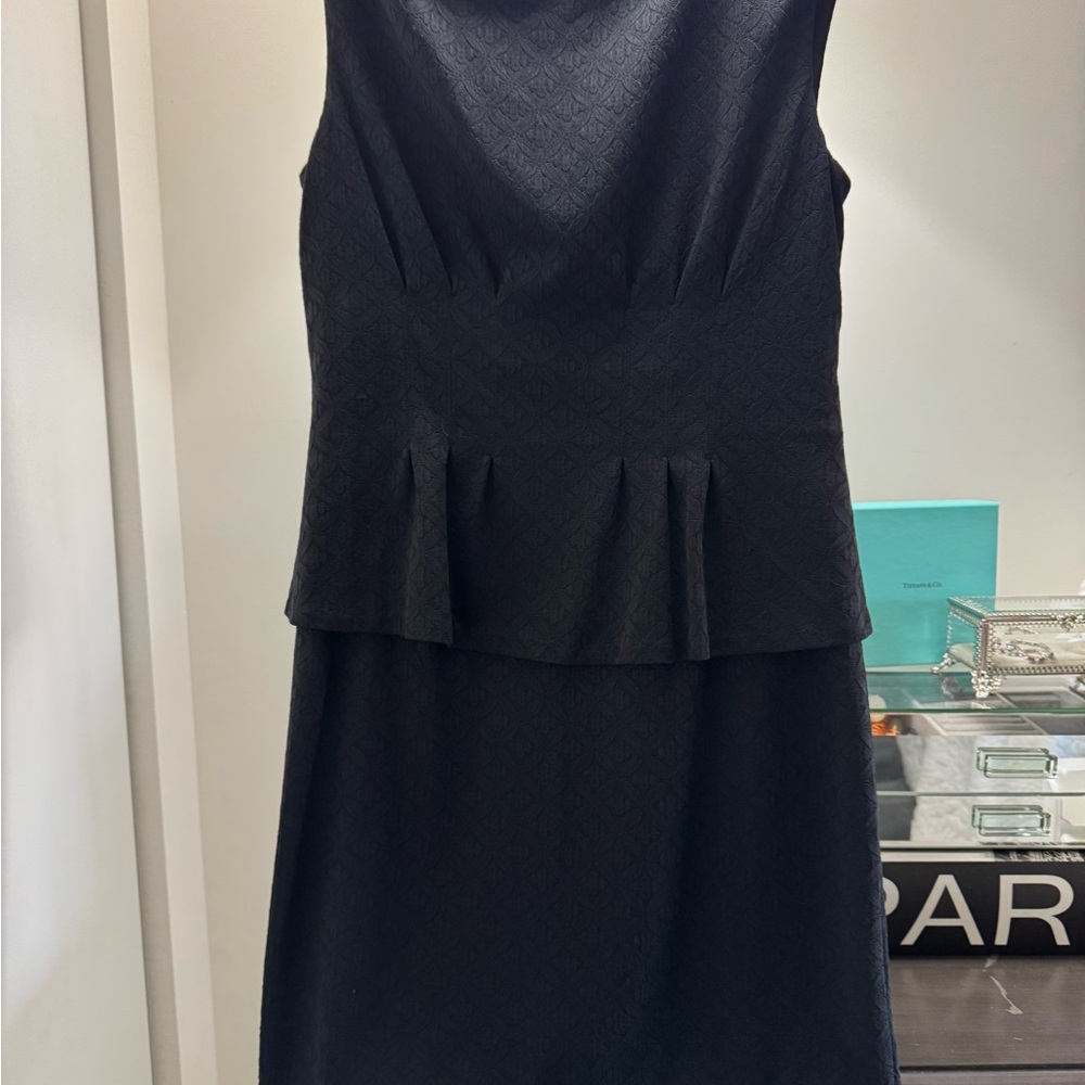 American Living Black Textured Peplum Midi Dress